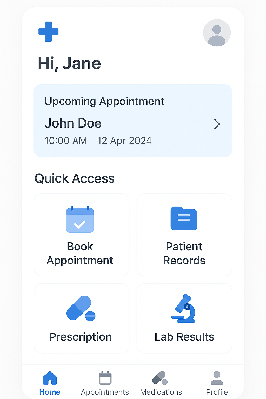 i-Clinic App Screen 2